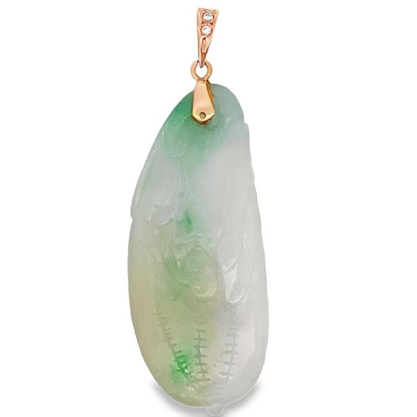18ky diamond Translucent White & Green jadeite pendant Graham Jewelers Wayzata, MN