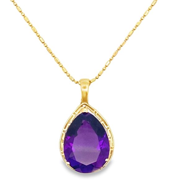 14ky Pear shaped Amethyst pendant necklace Graham Jewelers Wayzata, MN