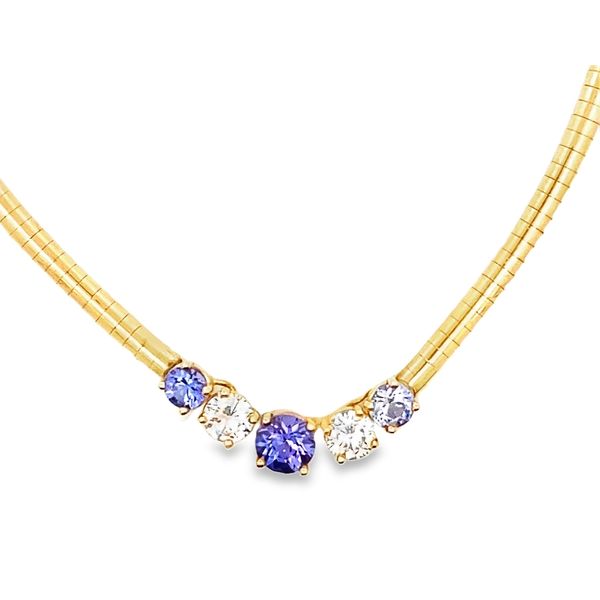 ESTATE 14ky 1.0ctw aprox dia 1.91ctw aprox Tanzanite Graduated Omega necklace Graham Jewelers Wayzata, MN
