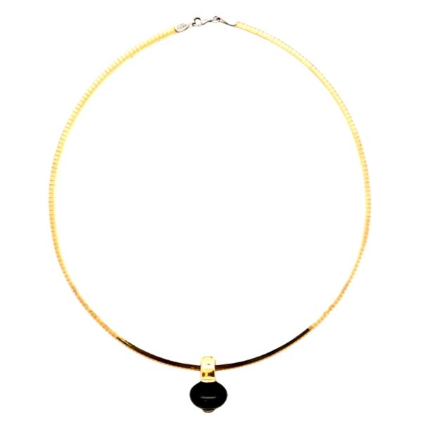 ESTATE 14ky Black Onyx Cabochon Enhancer TT reversible Omega chain Graham Jewelers Wayzata, MN