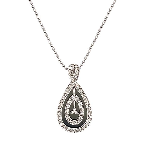 ESTATE 14kw Black Onyx diamond Pave Teardrop diamond cut necklace Graham Jewelers Wayzata, MN