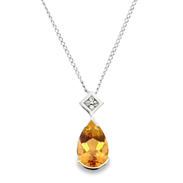 ESTATE 14kw Citrine Diamond pendant necklace Graham Jewelers Wayzata, MN