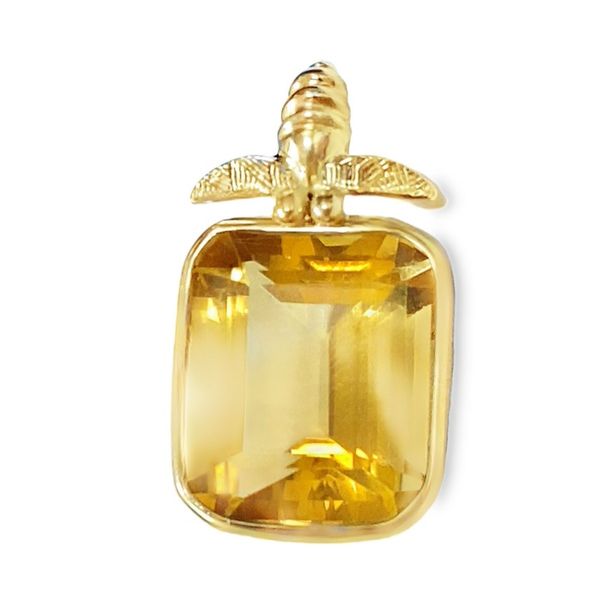 Cushion-Cut Citrine and Bee Motif Pendant in Yellow Gold Graham Jewelers Wayzata, MN