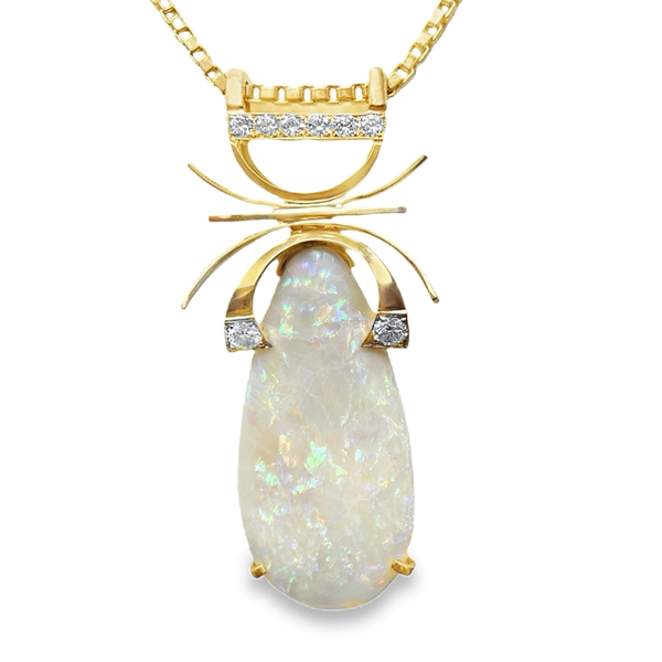 14ky Elegant Opal and diamond pendant necklace Graham Jewelers Wayzata, MN