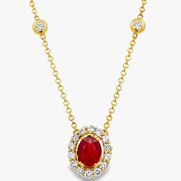 18Kt Yellow Gold Ruby Halo Pendant Graham Jewelers Wayzata, MN