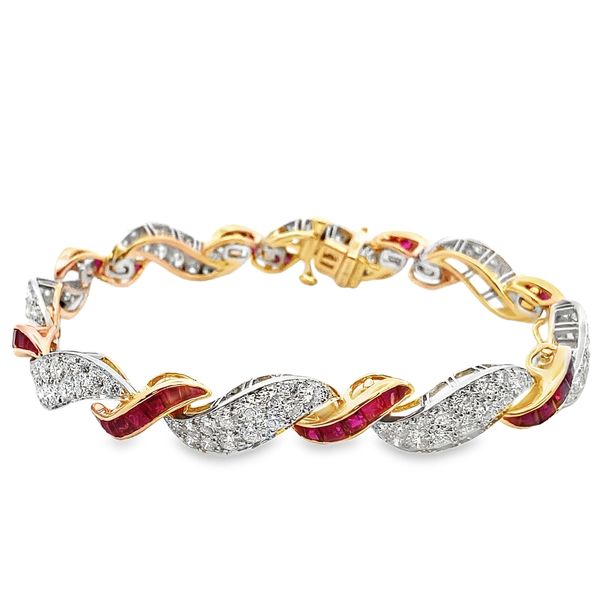 ESTATE Oscar Heyman18KY&Plat 6.29ctw Rb 6.32ctw dia braided bracelet Graham Jewelers Wayzata, MN