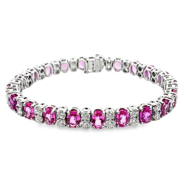 ESTATE  Oscar Heyman Platinum 24.5ctw Pink  Sapphire 6.24ctw Diamond  Bracelet Graham Jewelers Wayzata, MN