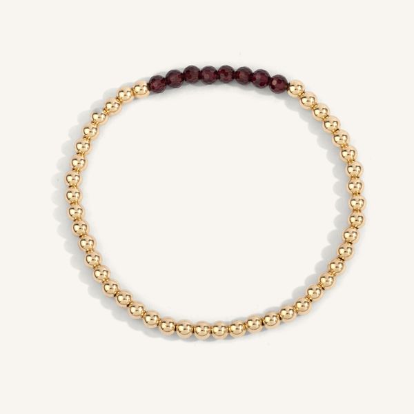 Garnet January Birthstone Bar Bead Bracelet Graham Jewelers Wayzata, MN