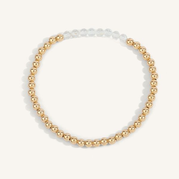 White Topaz Birthstone Bar Bead Bracelet Graham Jewelers Wayzata, MN