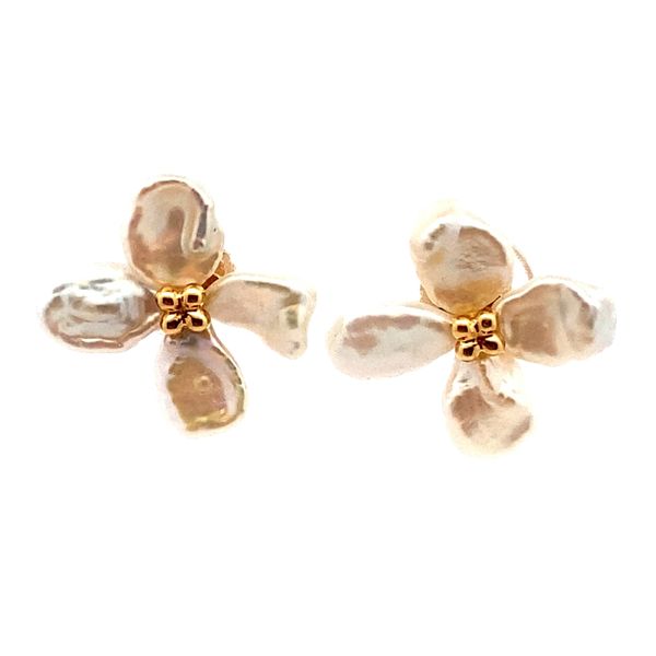 ESTATE 14ky Baroque Pearl Flower Stud Earrings Graham Jewelers Wayzata, MN