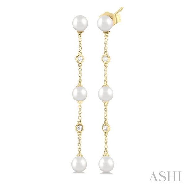 Pearl & Diamond Station Long Chain Earrings Graham Jewelers Wayzata, MN