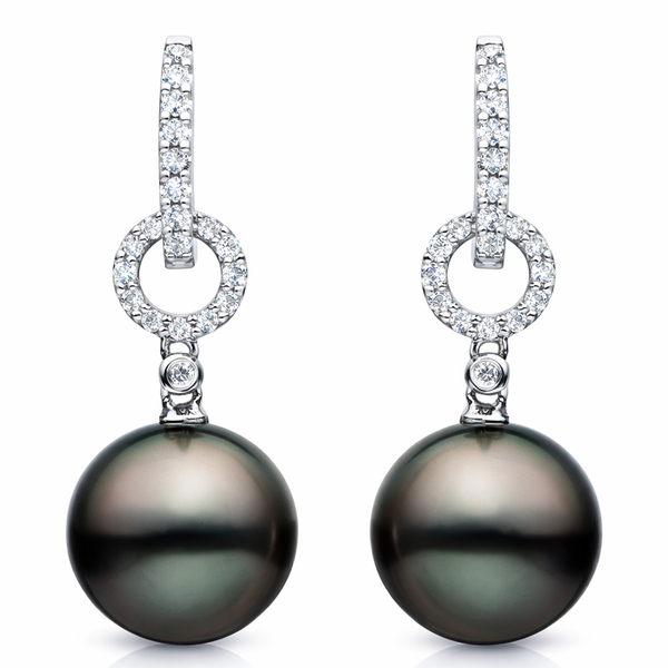 Tahitan Pearl and Diamond Drop Earrings Graham Jewelers Wayzata, MN