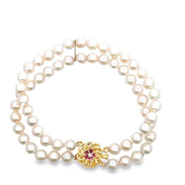 14ky Ruby and double strand Pearl bracelet Graham Jewelers Wayzata, MN