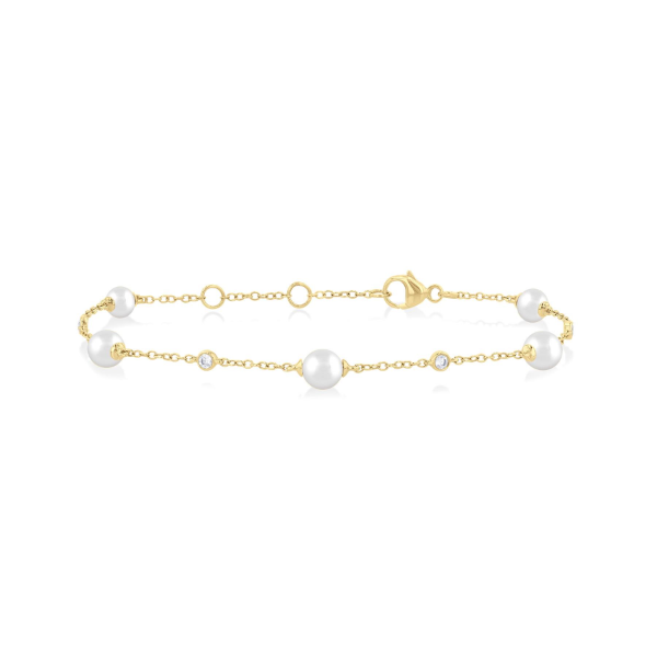 Pearl & Diamond Station Chain Bracelet Graham Jewelers Wayzata, MN