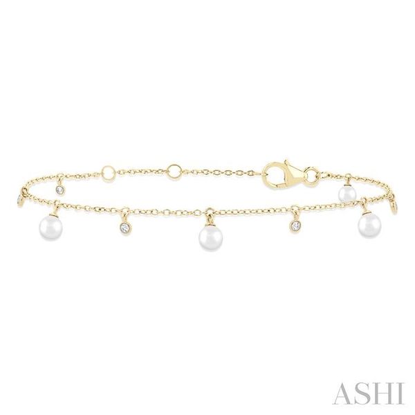 Pearl & Diamond Station Chain Bracelet Graham Jewelers Wayzata, MN