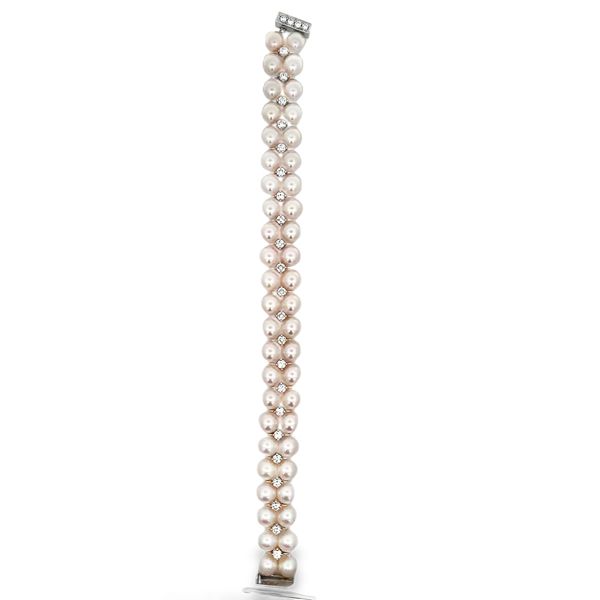 ESTATE Oscar Heyman Two strand Akoya pearls  2.44ctw diamond  bracelet Image 2 Graham Jewelers Wayzata, MN