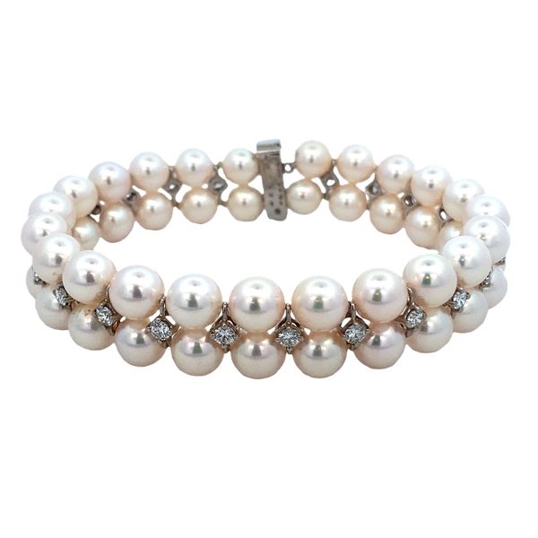ESTATE Oscar Heyman Two strand Akoya pearls  2.44ctw diamond  bracelet Graham Jewelers Wayzata, MN