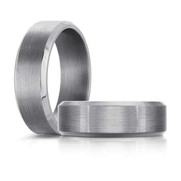 Satin Finished Beveled Tantalum Wedding Band Image 2 Graham Jewelers Wayzata, MN