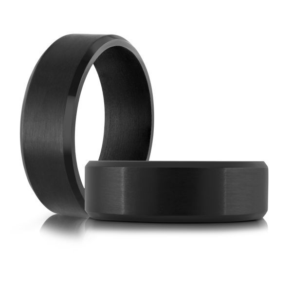 Satin Finished & Beveled Black Tantalum Wedding Band Image 2 Graham Jewelers Wayzata, MN