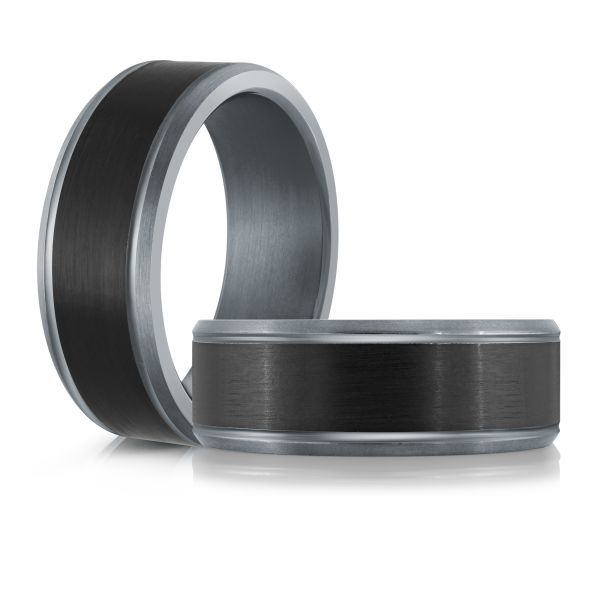 Grey Tantalum & Satin Carbon Fiber Wedding Band Image 2 Graham Jewelers Wayzata, MN