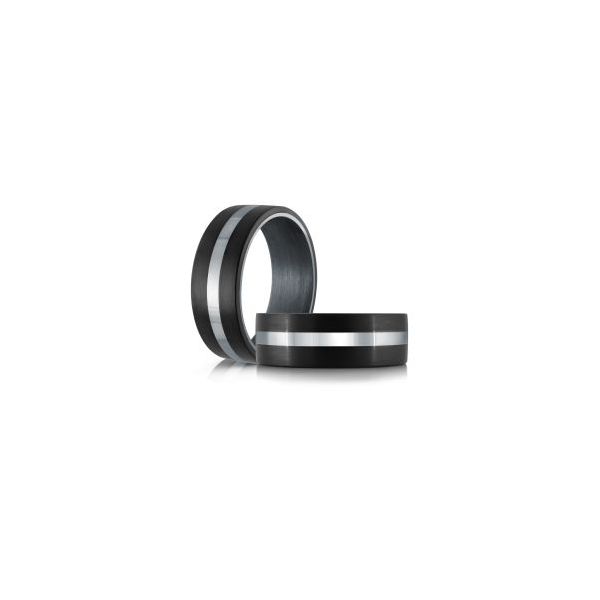 Carbon Fiber Accented Tantalum Wedding Ring Image 2 Graham Jewelers Wayzata, MN