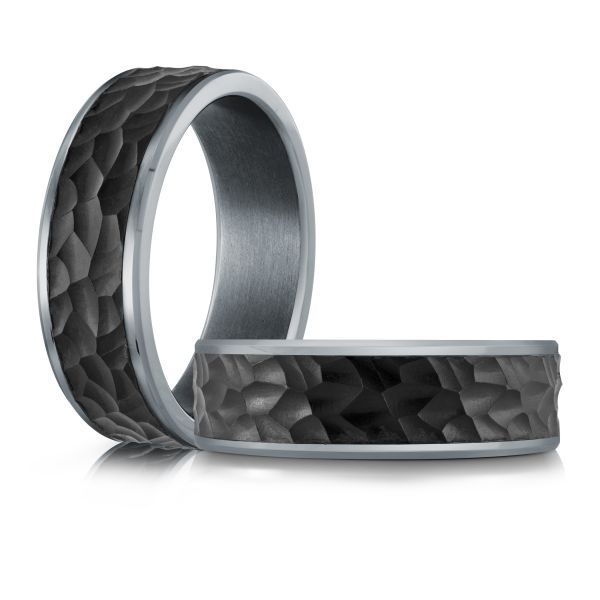 Grey Tantalum & Hammer Finished Carbon Fiber Wedding Band Image 2 Graham Jewelers Wayzata, MN