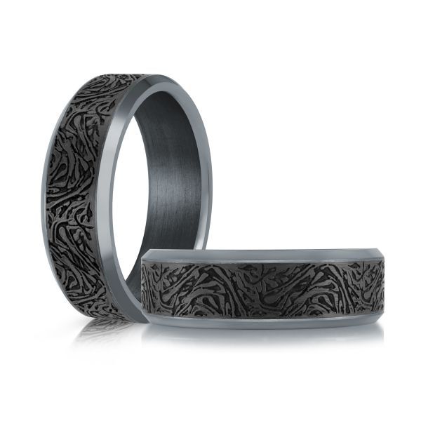 Floral Carbon Fiber & Tantalum Wedding Band Image 2 Graham Jewelers Wayzata, MN