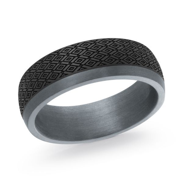 Weave Engraved Carbon Fiber & Tantalum Wedding Band Image 2 Graham Jewelers Wayzata, MN