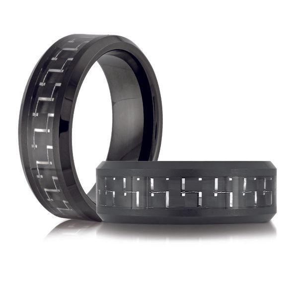 Carbon Fiber Weave Inlayed Tungsten Wedding Band Image 2 Graham Jewelers Wayzata, MN