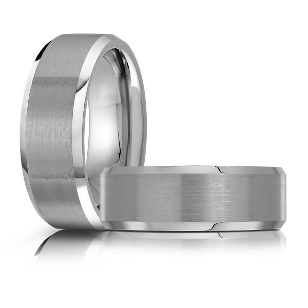 Beveled Satin Finished Tungsten Wedding Band Image 2 Graham Jewelers Wayzata, MN