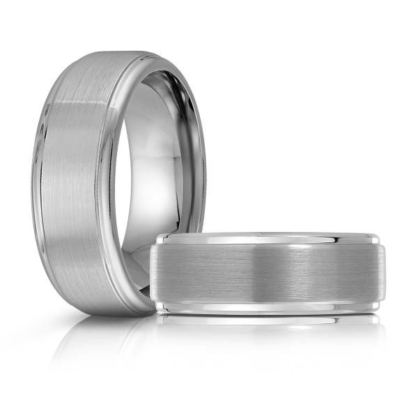 Satin Finished Step Edge Tungsten Wedding Band Image 2 Graham Jewelers Wayzata, MN