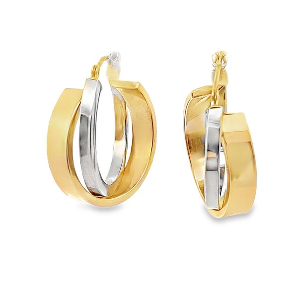 ESTATE two tone hoop crossover earrings Graham Jewelers Wayzata, MN