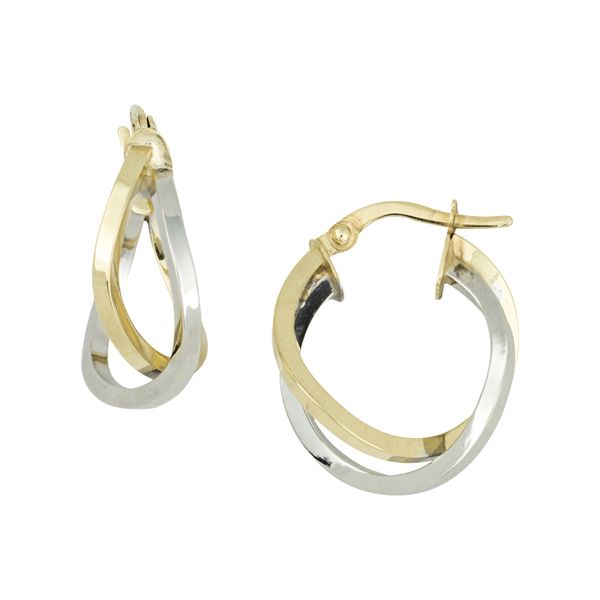 14 Karat White and Yellow Gold Twist Hoop Earrings Graham Jewelers Wayzata, MN
