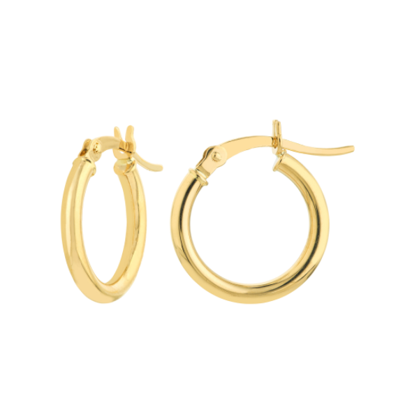 14kt yellow gold 2x15mm polished hoop earrings Graham Jewelers Wayzata, MN