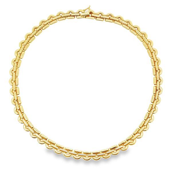 ESTATE 14ky Yellow Scalloped Interlocking Link Chain Necklace Graham Jewelers Wayzata, MN