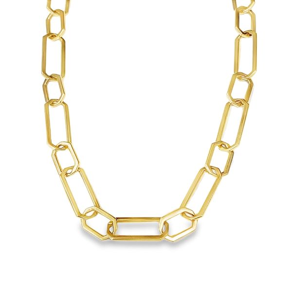 Yellow Gold Geometric Link Chain Necklace Graham Jewelers Wayzata, MN