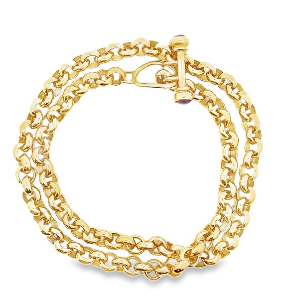 ESTATE 14ky cable necklace with two 6mm HT ruby cabs 20
