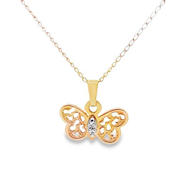 ESTATE 14ky butterfly pendant and chain Graham Jewelers Wayzata, MN