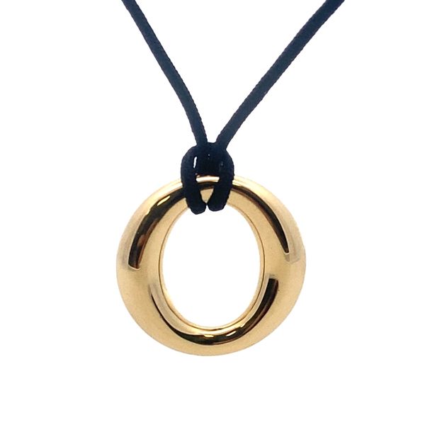 ESTATE Tiffany 18ky Elsa Peretti Eternal Circle necklace on black cord 15