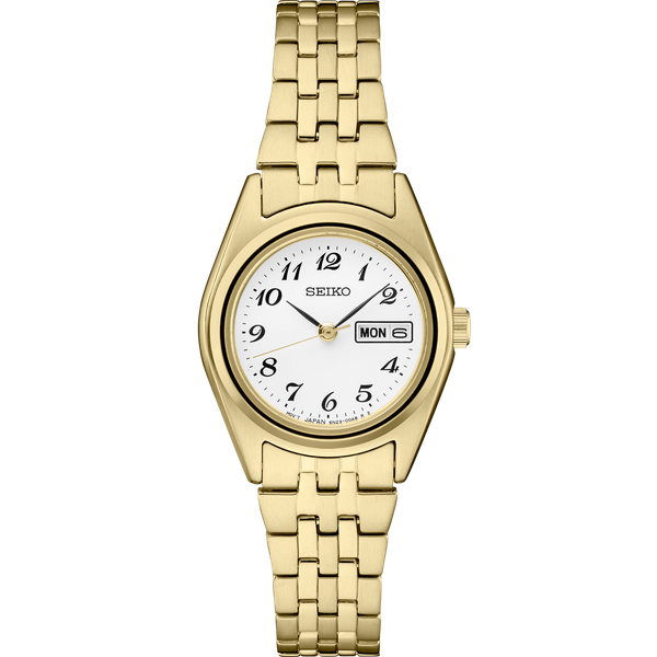 Seiko Essentials Collection Gold Tone Day Date Watch Graham Jewelers Wayzata, MN