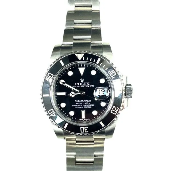 Rolex 40mm Submariner Black dialdate SS Bezel black ceramic insert SS Case Oyster bracelet Model 116610LN Ser 6498J215 Card 10.23.15 Graham Jewelers Wayzata, MN