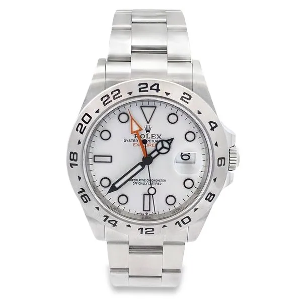 42MM EXPLORER II  07.18.25 WHITE DIAL ORANGE ACCENTS SS BEZEL CASE & OYSTER BRACELET MODEL 226570  CARD 07.18.25 Graham Jewelers Wayzata, MN