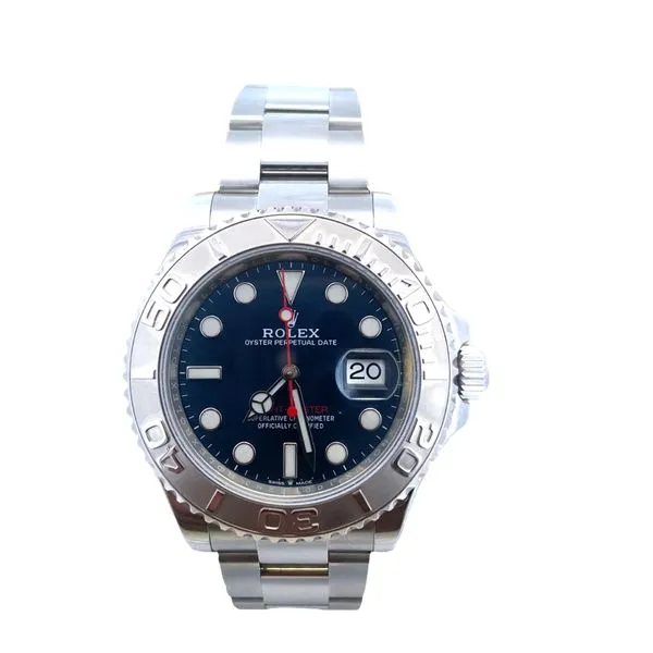 40mm Yachtmaster blue dial SS case with platinum bezel. and SS oyster bracelet. model 126622 serial 100532H3. year 11.04.2020 Graham Jewelers Wayzata, MN