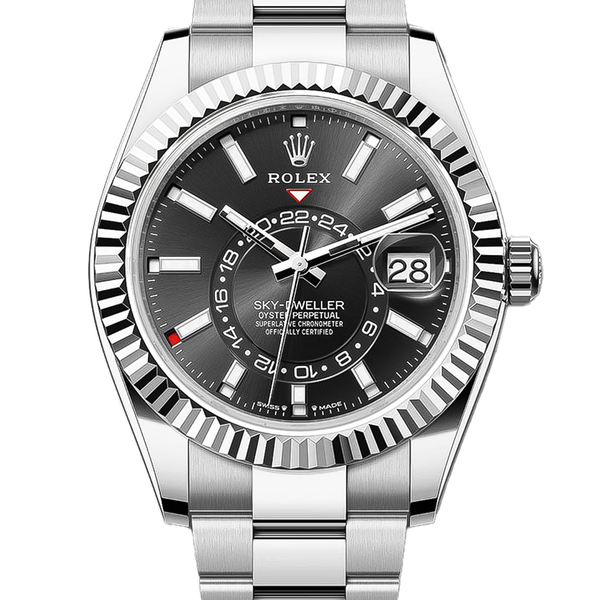 Preowned Rolex Sky-Dweller Black Dial Steel and White Gold Oyster Watch Graham Jewelers Wayzata, MN