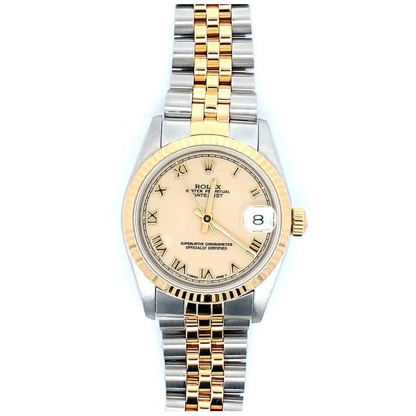 Preowned Rolex Datejust 31 Two-Tone Fluted Bezel Cream Roman Dial Jubilee Graham Jewelers Wayzata, MN