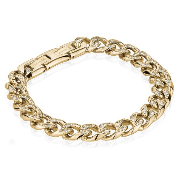 Stainless Steel and  Gold IP Bracelet with Cubic Zirconia Graham Jewelers Wayzata, MN