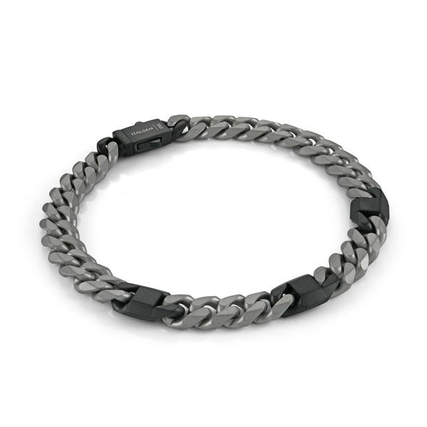 Italgem Stainless Steel and Black IP Matte Pattern Bracelet Graham Jewelers Wayzata, MN