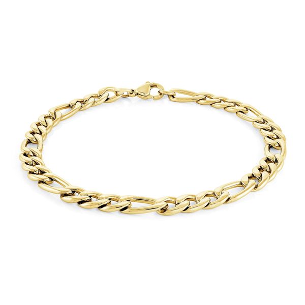 ITALGEM S.Steel Gold Figaro Link Bracelet Graham Jewelers Wayzata, MN