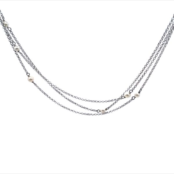 Sterling Silver  multistrand neck 4-5mm fwc pearl neclace 44