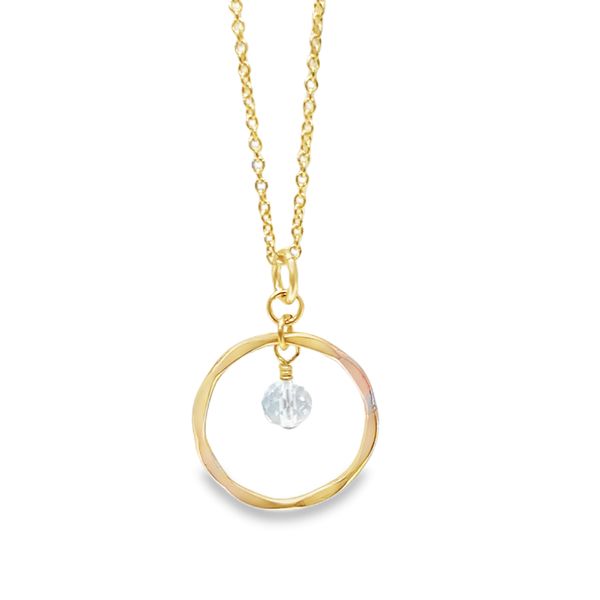 Gold filled white topaz hammered hoop pendants Graham Jewelers Wayzata, MN